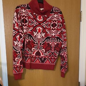 Chelsea & Violet NWT Red and Black Patterned Turtleneck Sweater
